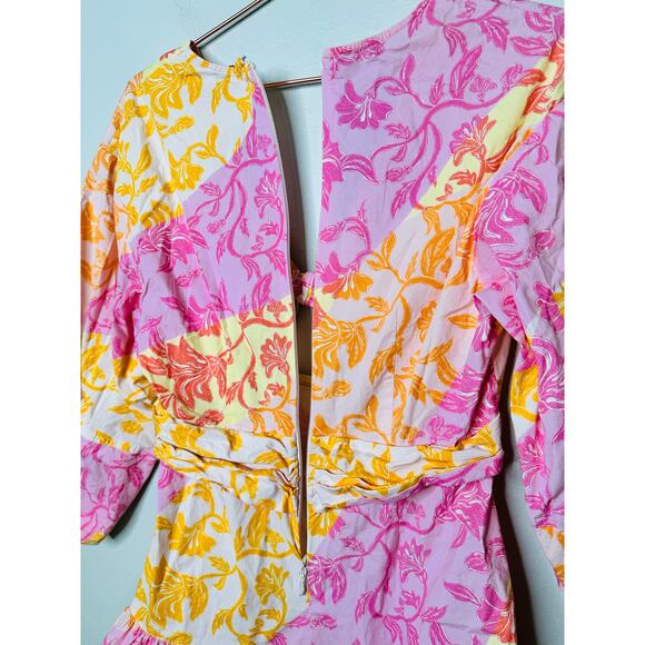 DEREK LAM 10 CROSBY X RTR Multicolor Floral Hourglass Cutout Mini Dress Size 46 - Picture 10 of 15